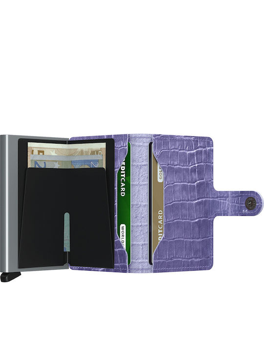 Miniwallet Cleo Ανδρικό Πορτοφόλι Καρτών με RFID και Μηχανισμό Slide Μωβ
