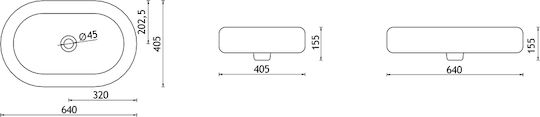 Vitruvit Style Countertop Sink Porcelain 64x40.5x15.5cm White