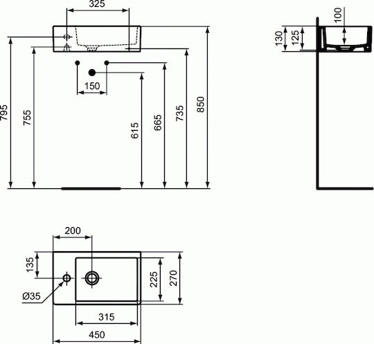 Ideal Standard Strada Montat pe perete Suspendat / Încorporat Chiuvetă Porțelan 45x27x13cm Alb