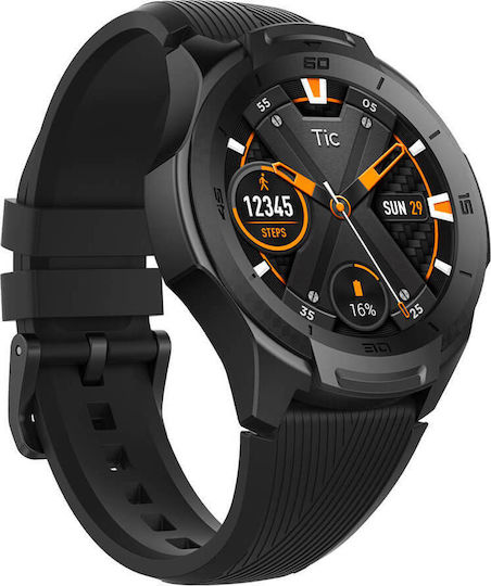 Ticwatch S2 47mm Αδιάβροχο Smartwatch με Παλμογράφο (Μαύρο)