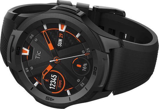 Ticwatch S2 47mm Αδιάβροχο Smartwatch με Παλμογράφο (Μαύρο)