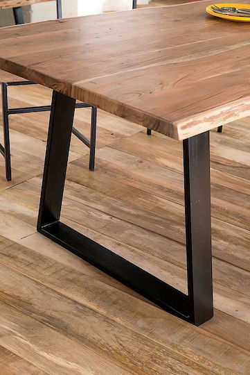 Rama Masă Sala de mese din Lemn Masiv & Metal Negru 160x90x77buc