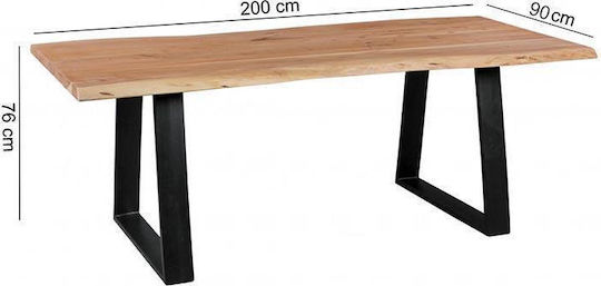 Rama Tisch Speisesaal aus Massivholz & Metall Natürlich 200x95x77cm