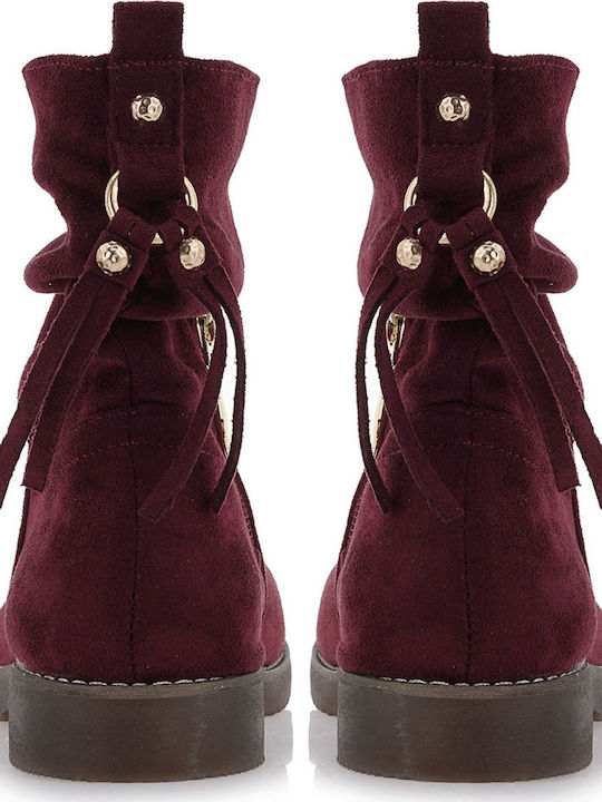 Exe Kelly Kids Suede Boots with Zipper Burgundy