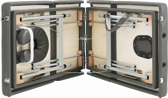vidaXL Κρεβάτι Μασάζ και Φυσικοθεραπείας Πτυσσόμενο Γκρι από Αλουμίνιο 186x68εκ. 4 Θέσεων