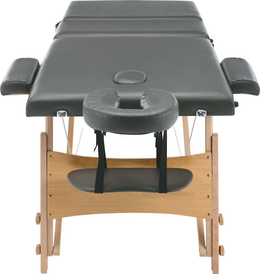 vidaXL Wooden Portable/Folding Gray Massage and Physiotherapy Bed 186x68cm 3 Positions