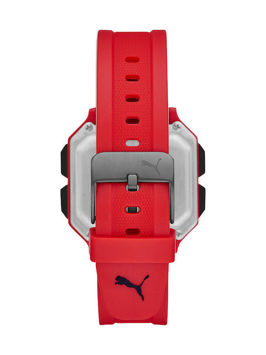 Remix Digital Herrenuhr 42mm Batterie mit Gummi Armband Rot