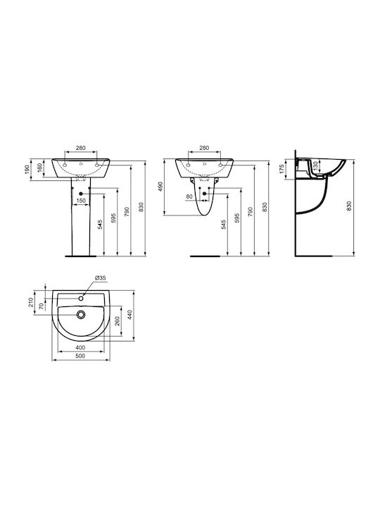 Ideal Standard Simplicity E873001 Επιτοίχιος Κρεμαστός Νιπτήρας ...