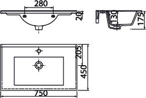 Creavit Slim Încorporat Chiuvetă Porțelan 75x45x17.5cm Alb