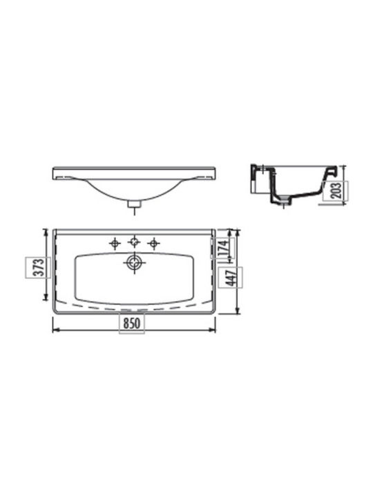 Creavit Superior Ένθετος Νιπτήρας Πορσελάνης 85x44.7cm Λευκός