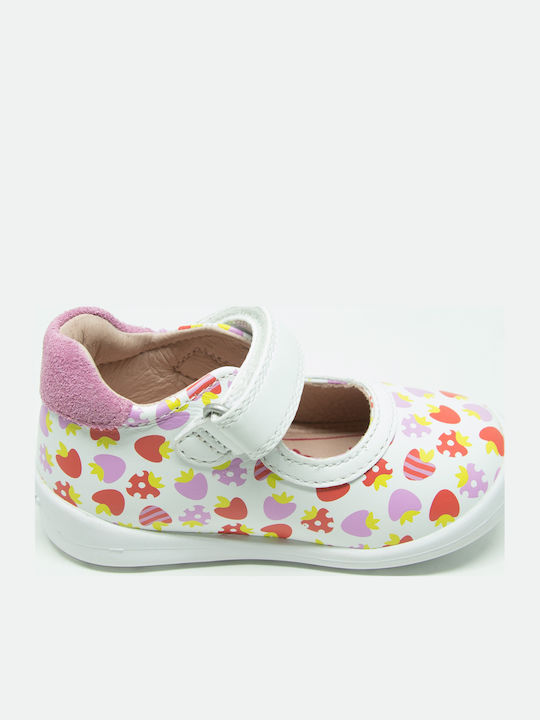 Kids Anatomic Leather Ballerinas with Hoop & Loop Closure White