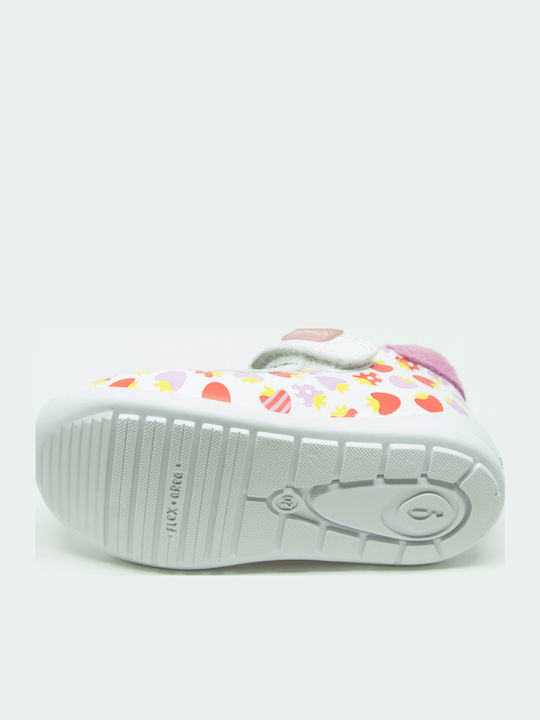 Kids Anatomic Leather Ballerinas with Hoop & Loop Closure White
