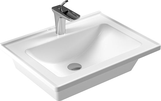 Serel Slim Επιτοίχιος Κρεμαστός Νιπτήρας Πορσελάνης 60x46x17cm Λευκός