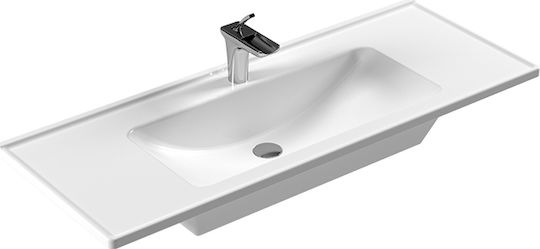 Serel Slim Επιτοίχιος Κρεμαστός Νιπτήρας Πορσελάνης 120x46cm Λευκός
