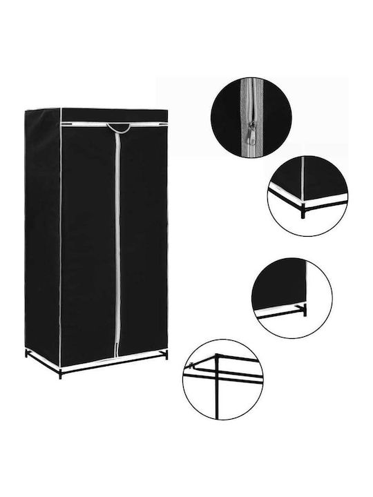 vidaXL Fabric Wardrobe with Zipper in Black Color 75x50x160cm