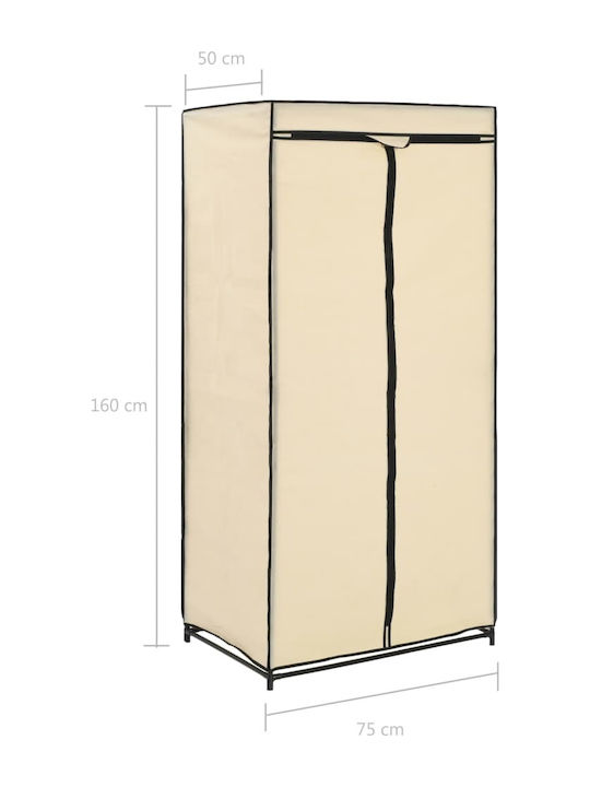 vidaXL Fabric Wardrobe with Zipper in Beige Color 75x50x160cm