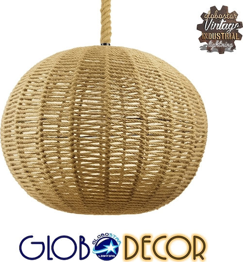 GloboStar Litton Κρεμαστό Φωτιστικό Μπεζ 60x45εκ.