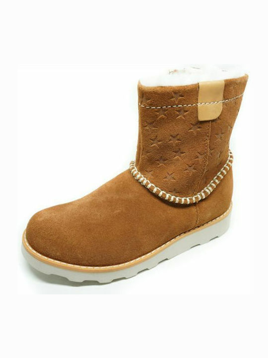 Crown Piper K Suede Kids Boots with Zipper Brown