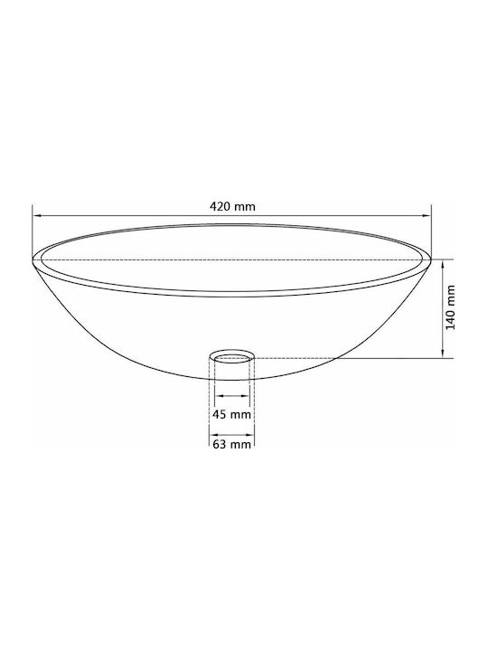 vidaXL Επικαθήμενος Νιπτήρας Γυάλινος 42x42cm Μαύρος