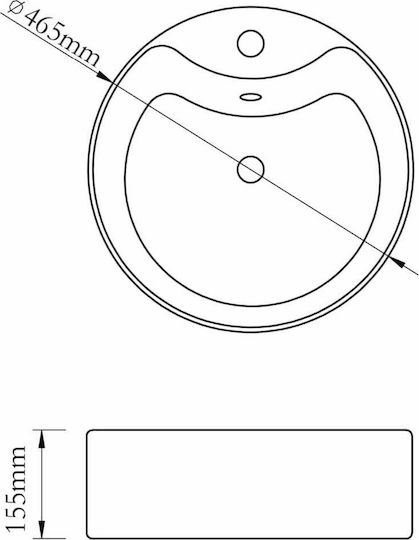 vidaXL Wall Mounted Wall-mounted / Countertop Sink Ceramic 46.5x46.5x15.5cm Silver