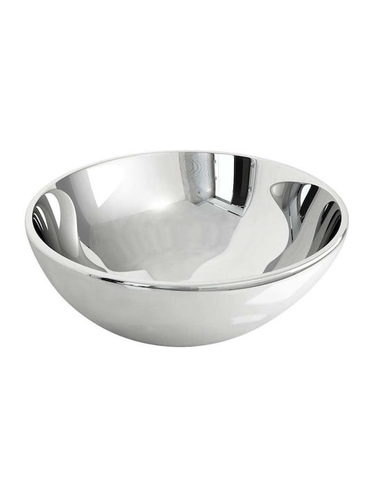 vidaXL Countertop Sink Porcelain 32.5x32.5x14cm Silver
