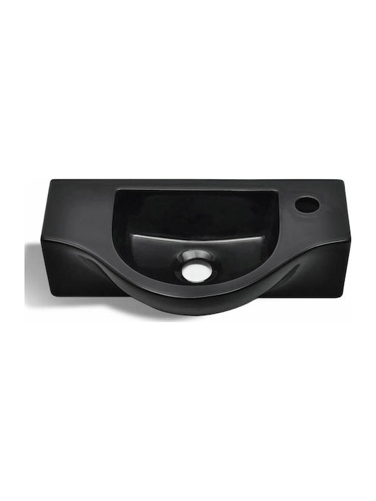vidaXL Wall Mounted Wall-mounted Sink Ceramic 45x25x12cm Black