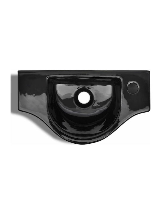 vidaXL Wall Mounted Wall-mounted Sink Ceramic 45x25x12cm Black
