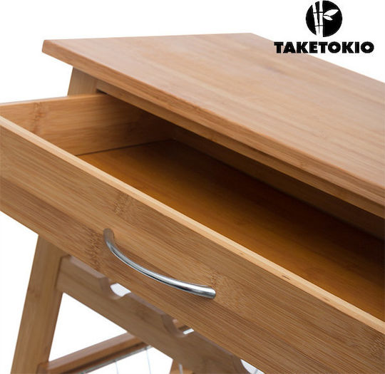 TakeTokio TakeTokio Lebensmittelregal Hölzernes Mit Rädern 3 Ebenen Braune 60x36x88cm