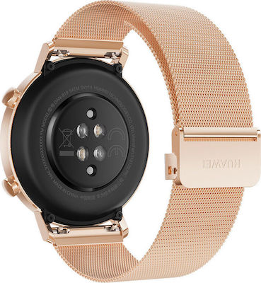 Huawei Watch GT 2 42mm Elegant Stainless Steel 42mm Αδιάβροχο με Παλμογράφο (Refined Gold)
