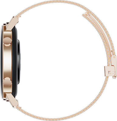 Huawei Watch GT 2 42mm Elegant Stainless Steel 42mm Αδιάβροχο με Παλμογράφο (Refined Gold)
