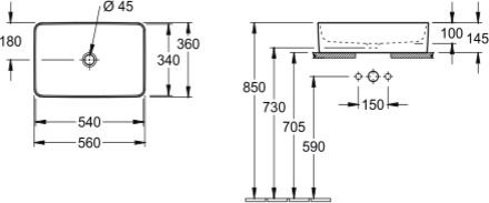 Villeroy & Boch Collaro Επικαθήμενος Νιπτήρας Πορσελάνης 56x36x14.5cm Λευκός Villeroy & Boch Collaro Επικαθήμενος Νιπτήρας Πορσελάνης 56x36x14.5cm Λευκός