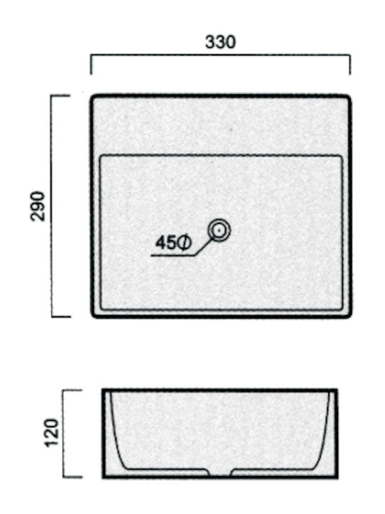 Ceramita F176 Countertop Sink Porcelain 33x29x12cm White