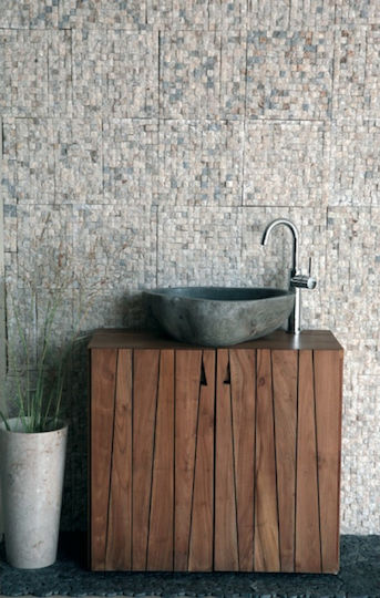 Bati Bali River Stone 40 Countertop Sink Stone 50x50x15cm Black