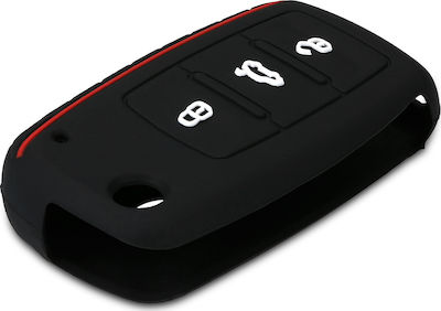 Silicone Car Key Cover Case with 3 Buttons for Seat / Skoda / VW Black