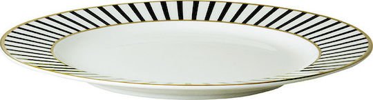 Dutch Rose Dessertteller Stripe Teller Wüste aus Porzellan Gold mit Durchmesser 18cm