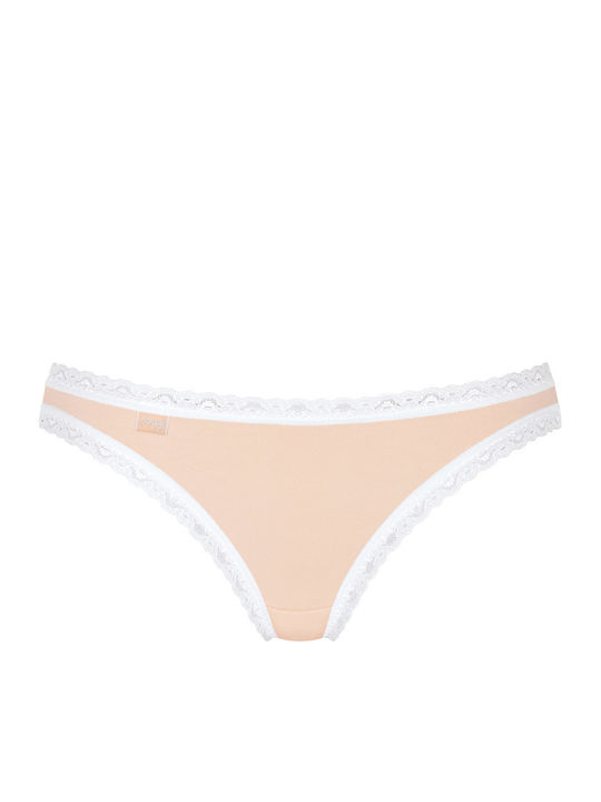 24/7 Weekend Tanga Βαμβακερά Γυναικεία Slip 3Pack με Δαντέλα White/Grey/Beige