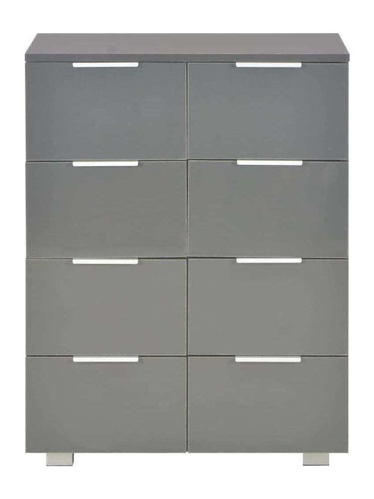 Wooden Chest of Drawers with 8 Drawers Gray 60x35x76cm