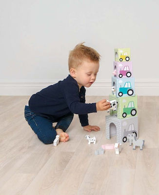 Jabadabado Играчка за стек Stacking Cubes Animal от Дърво за 24++ Месеца