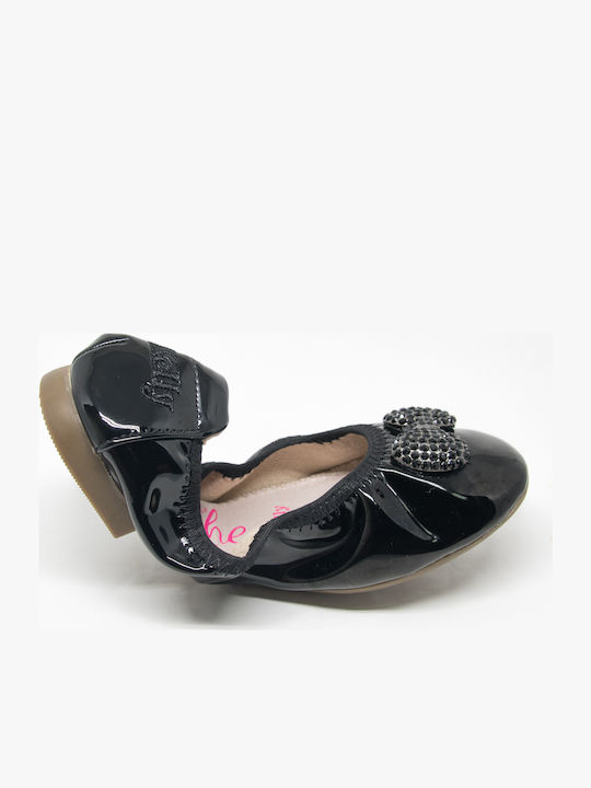 Balerini copii Simple Piele lăcuită Negre