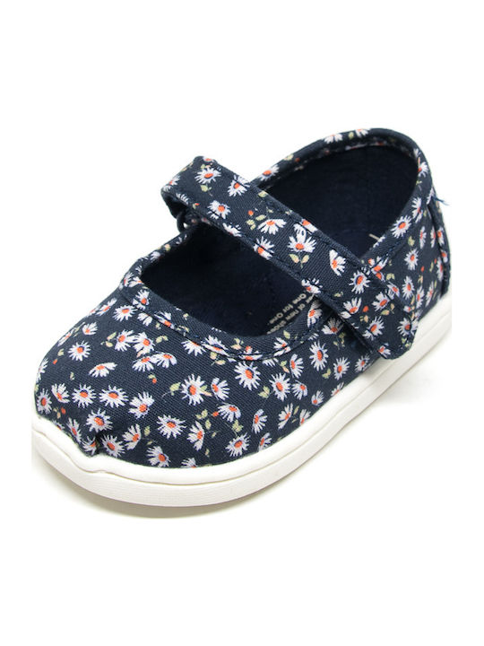 Παιδικές Μπαλαρίνες mit Bügel- und Schleifenverschluss Stoff Marineblau Mary Jane Floral