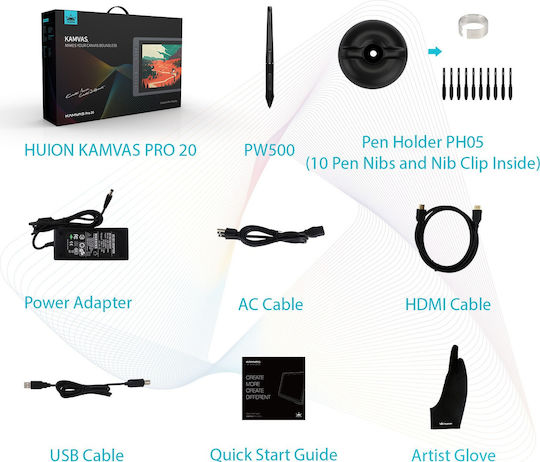 Huion Kamvas Pro 20 Графичен таблет с дисплей 19.5" Черен