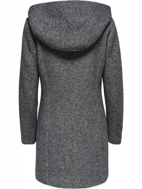 Sedona Women's Dark Grey Melange Peacoat with Hood