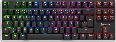 Sharkoon PureWriter TKL RGB Gaming Tastatură Mecanică Tenkeyless cu Kailh Blue comutatoare și iluminare RGB (Engleză US)