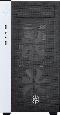 RL08 Gaming Mini Tower Computer Case with Window Panel and RGB Lighting White