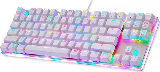 Motospeed K87S Гейминг Механична Клавиатура Tenkeyless с Kailh Red Суичове и RGB Осветление Английски US Бяла