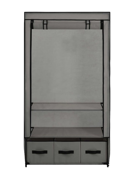 vidaXL Fabric Wardrobe with Zipper and Shelves in Gray Color 87x49x159cm