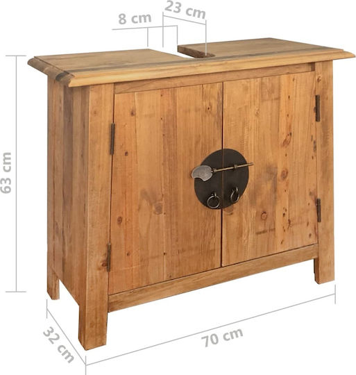 vidaXL Badezimmer Waschtisch-Einheit Natürliches Holz