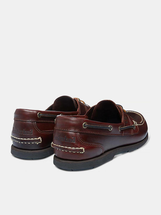 2 Eye Δερμάτινα Ανδρικά Boat Shoes σε Καφέ Χρώμα