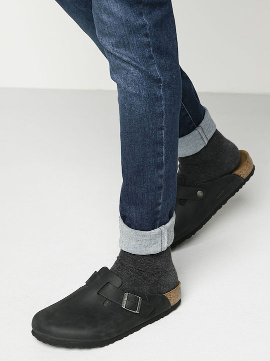 Birkenstock Boston Oiled Leather Men's Leather Anatomic Clogs Black