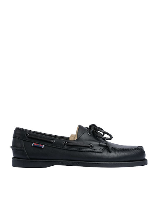 Docksides Portland Men's Leather Boat Shoes Black